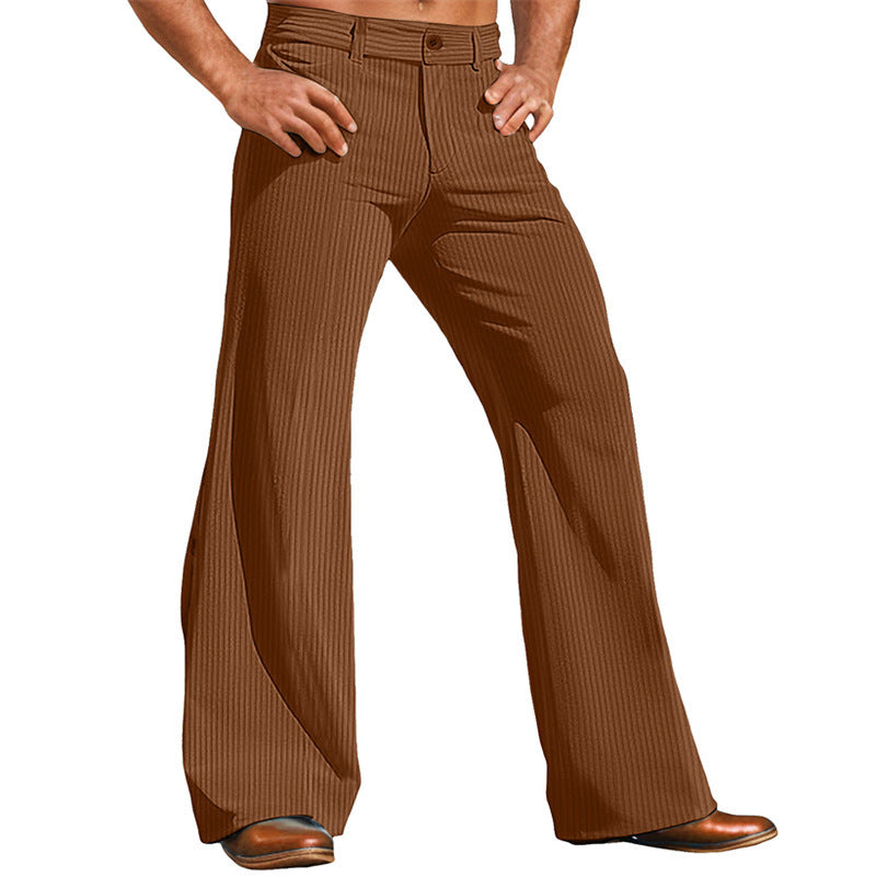 Men's Elegant Flared Pants in Vintage Style with Striped Pattern Mune Fashion