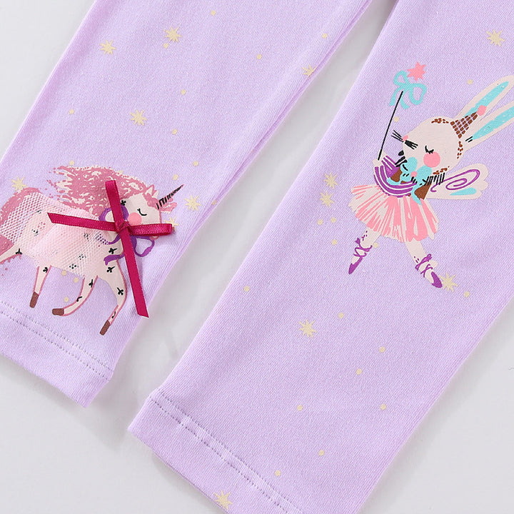 Girls leggings with playful unicorn and bunny pattern Mune Fashion