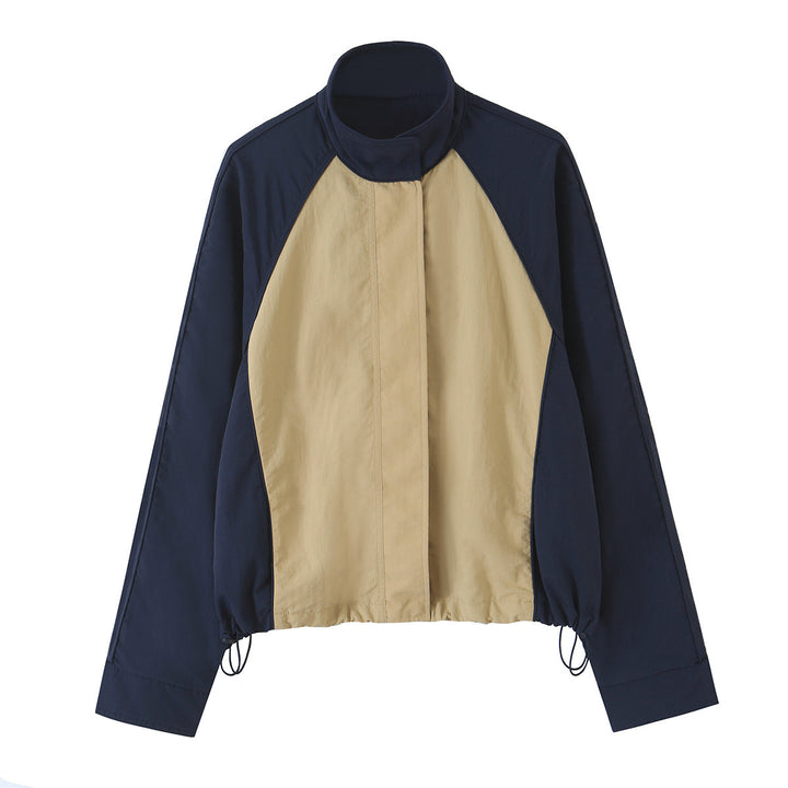 Women's Lightweight Functional Transitional Jacket in Colorblock Design with Stand-up Collar and Adjustable Hem