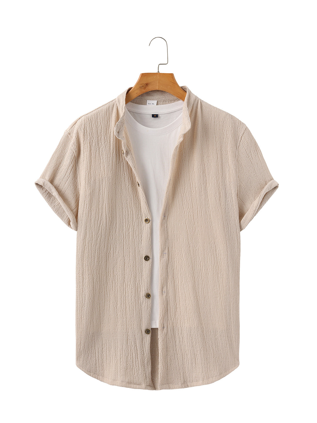 Men's lightweight wrinkle structure overshirt with rolled-up sleeves relaxed overshirt silhouette Mune Fashion