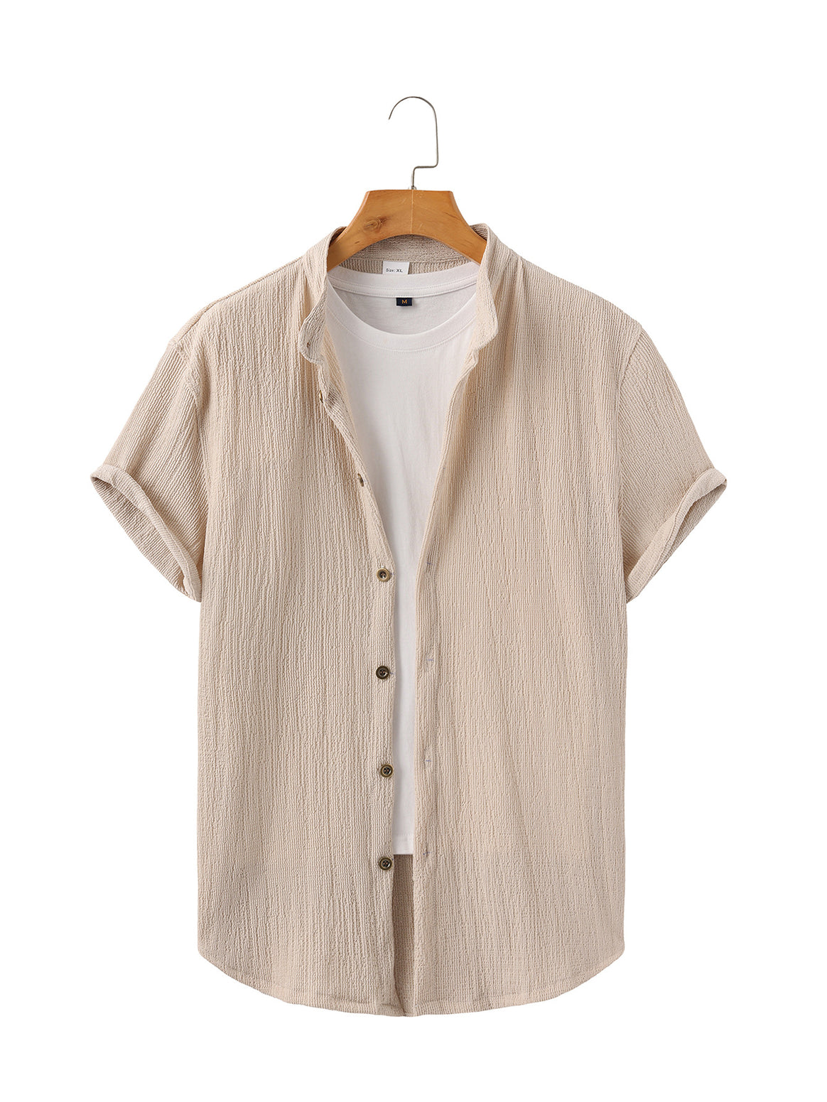 Men's lightweight wrinkle structure overshirt with rolled-up sleeves relaxed overshirt silhouette Mune Fashion