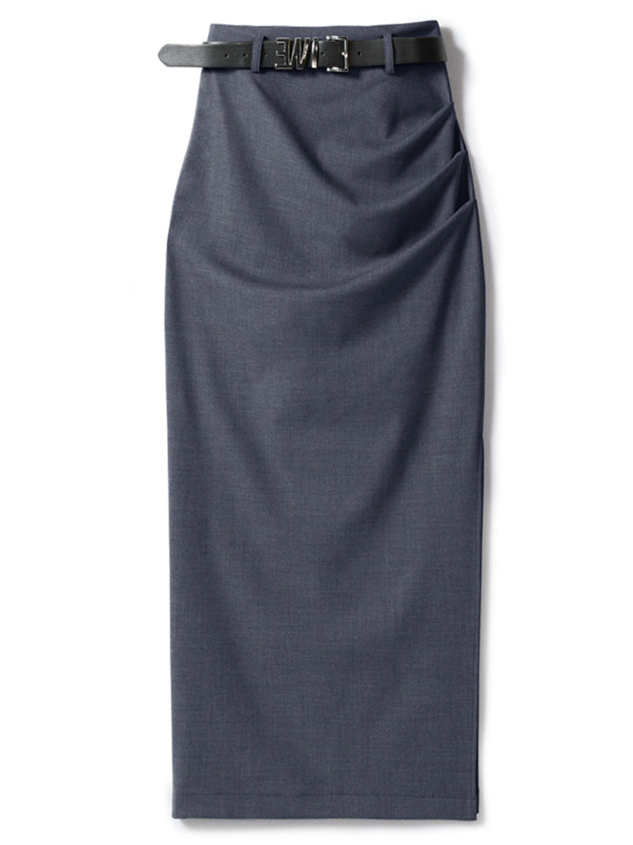 Ladies Elegant Wrap Skirt with Waist Belt Mune Fashion