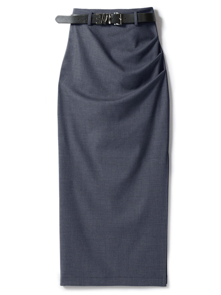 Ladies Elegant Wrap Skirt with Waist Belt Mune Fashion