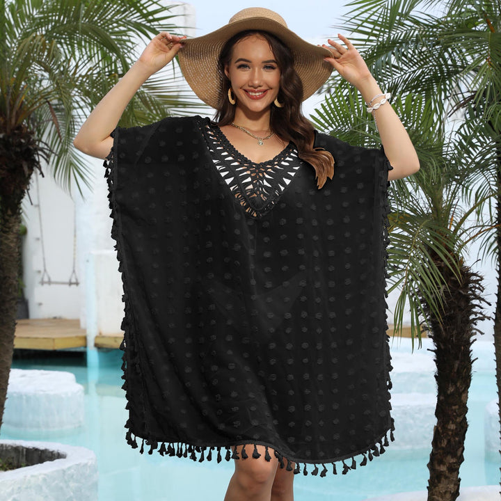 Women elegant festival beach cover-up with fringes Mune Fashion