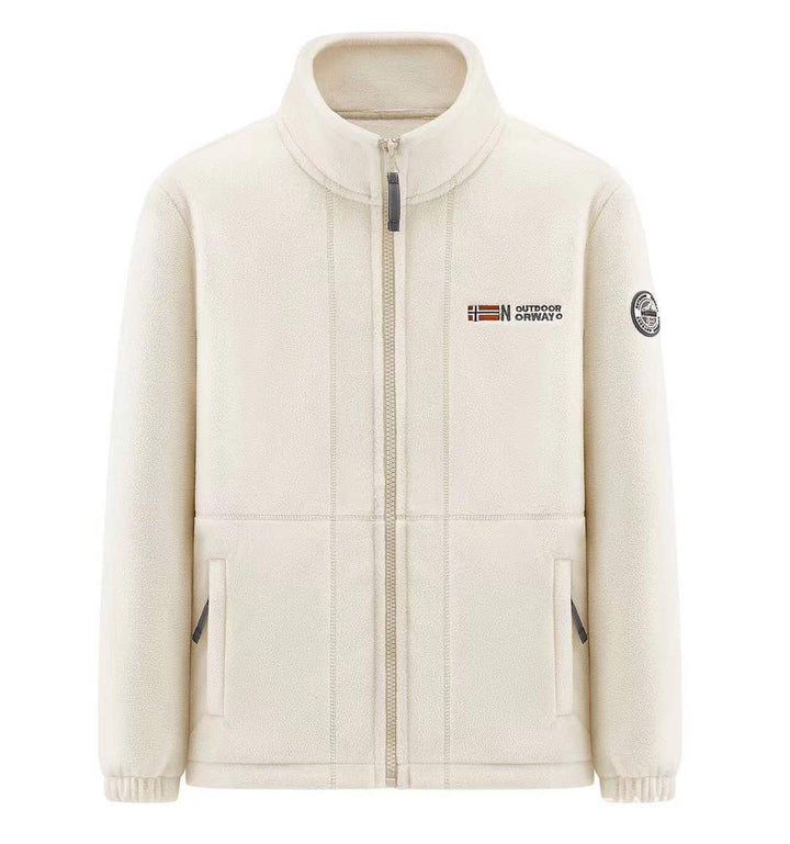 Men's fleece outdoor jacket with full-length zipper, stand collar and zippered pockets Mune Fashion