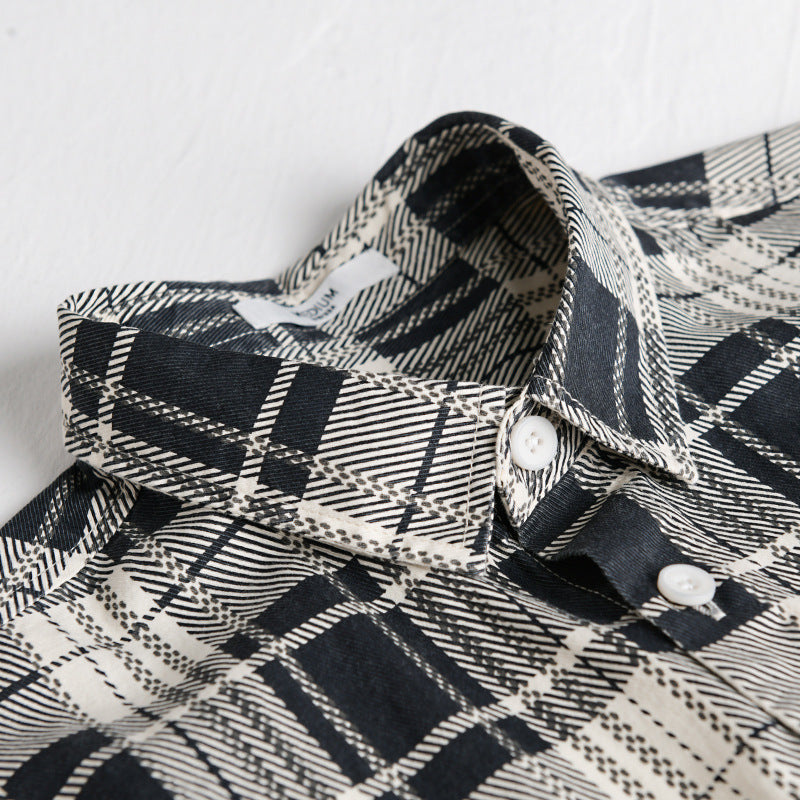 Men's Rustic Check Over Shirt made of soft cotton flannel with a patch chest pocket Mune Fashion