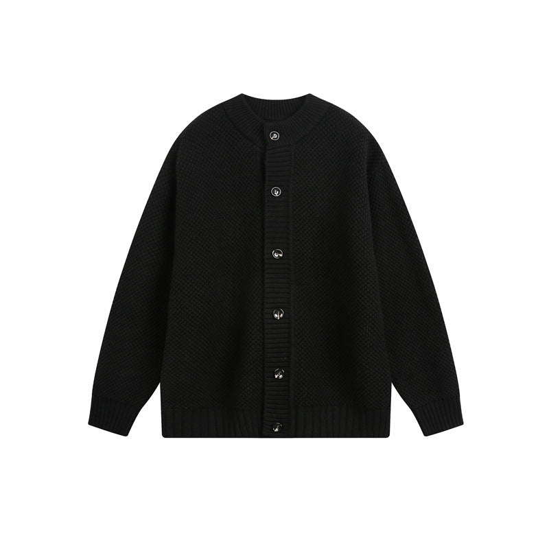 Unisex Chunky Knit Cardigan with Pearl Pattern and Full Button Placket Mune Fashion