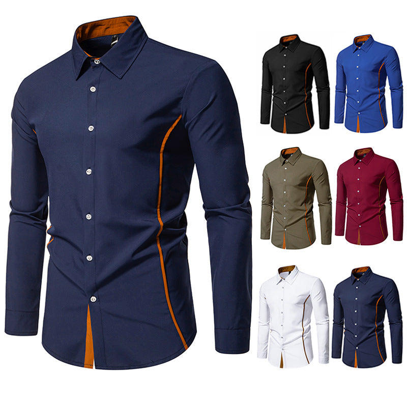 Men's tailored business shirt with contrast inner strip and convertible cuffs Mune Fashion