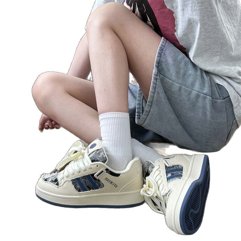 Women's sneakers in a casual denim look with woven design Mune Fashion
