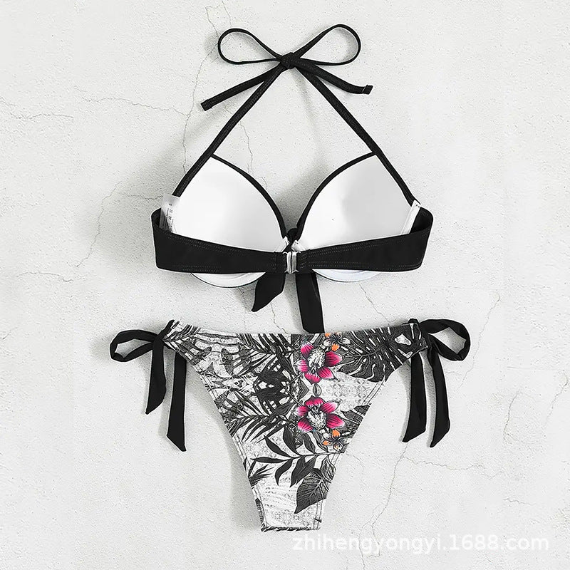 Women's bikini with knot-shaped top and floral bottom Mune Fashion