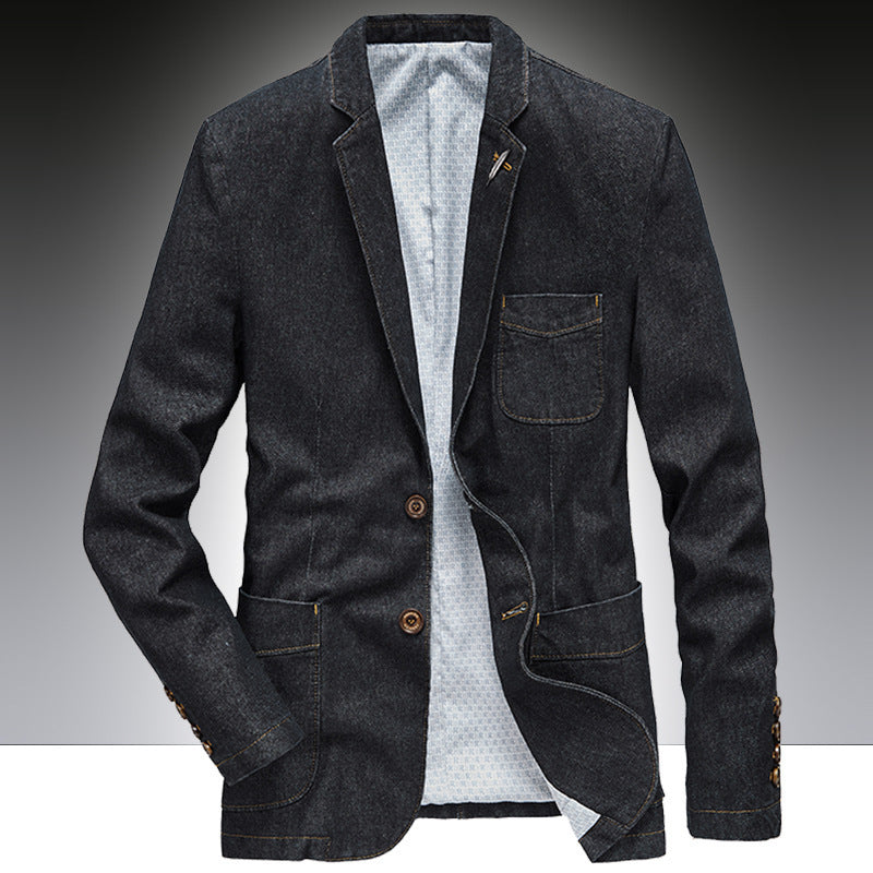 Men's denim blazer in unstructured worker style with patch pockets Mune Fashion