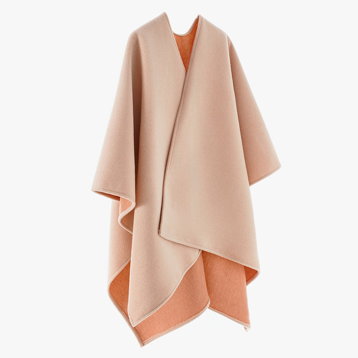 Women Asymmetrical Wool Blend Cape Poncho with Draped Wrap Front Mune Fashion