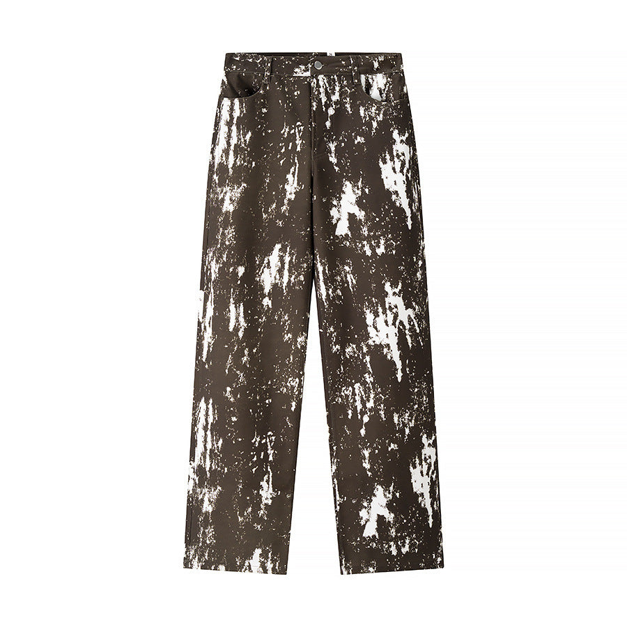 Women's wide Highwaist cargo pants with graphic all-over print, straight leg and practical side pockets Mune Fashion