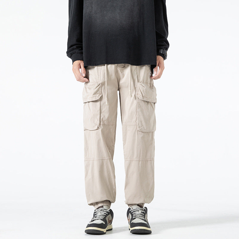 Men's Utility Cargo Jogging Pants in Workwear Look with Drawstring Waistband and Elastic Leg Openings Drune