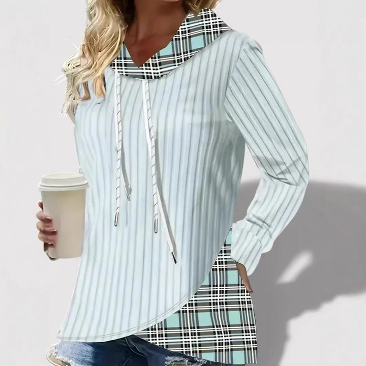 Women's Fashion Long Sleeve Shirt with Check Pattern