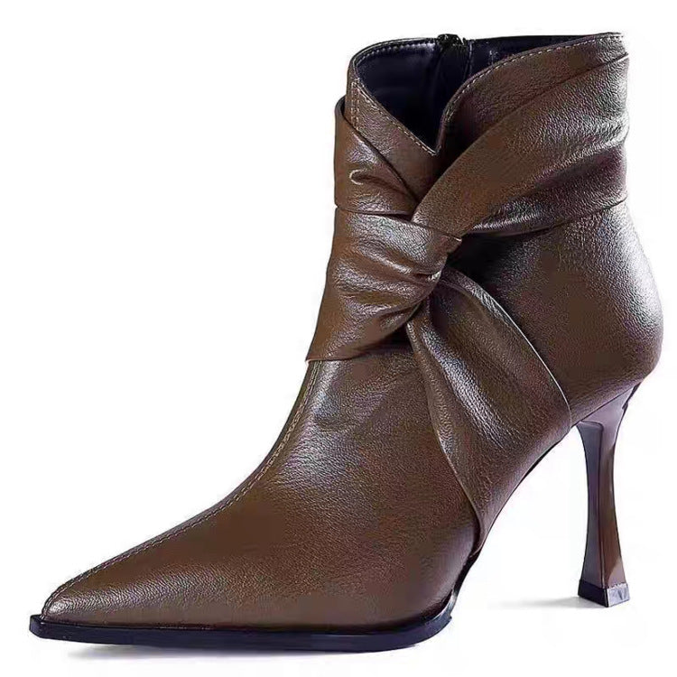 Women Elegant Ankle Boots with Bow Detail Mune Fashion