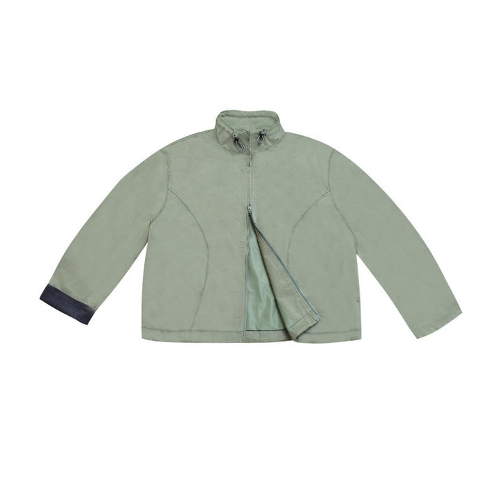 Women's short jacket in utility look with stand-up collar and concealed zipper Mune Fashion