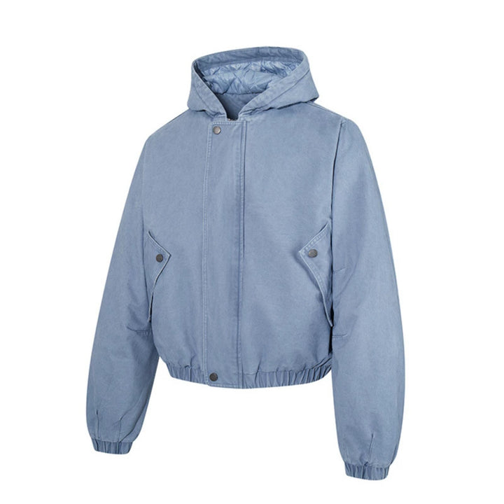 Women short cropped boxy hoodie jacket with quilted hood lining, patch pockets and elastic hem Mune Fashion
