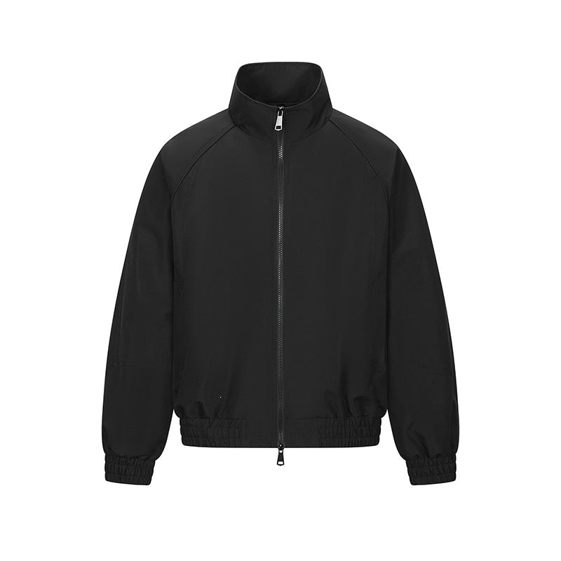 Men's Lightweight Utility Training Jacket with Stand-Up Collar, Two-Way Zipper and Elastic Waistband Mune Fashion