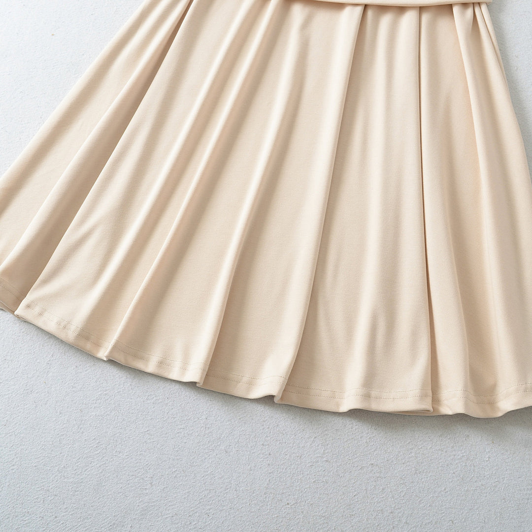 Women Long Jersey Maxi Skirt with Wide Hem and Gently Falling Pleats Mune Fashion