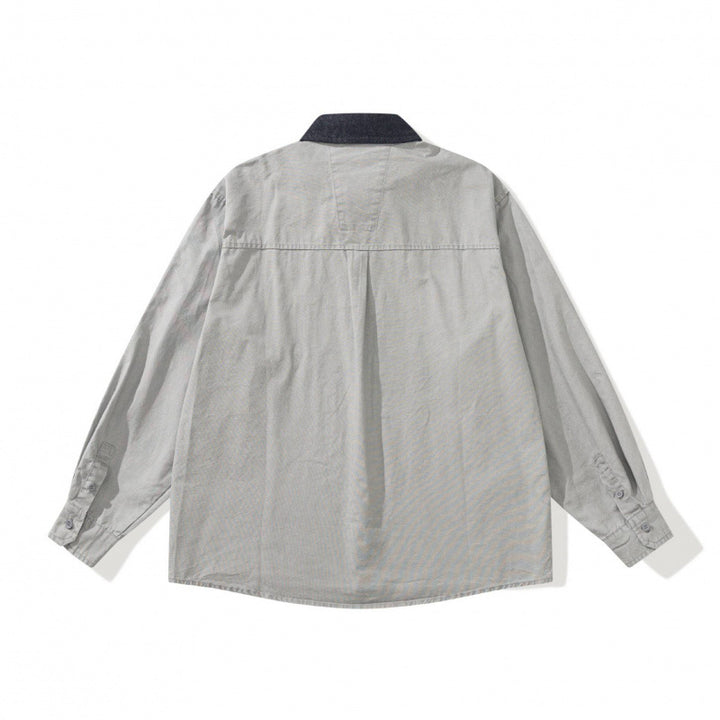 Men's Oversized Shirt Jacket with Cord Collar, Chest Pocket and Stud Detail Mune Fashion
