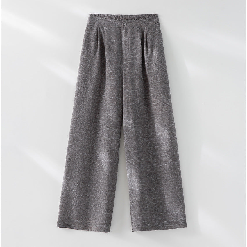 Ladies High-Waisted Palazzo Pants made of Linen Blend with Pleats and Elastic Comfort Waistband Mune Fashion