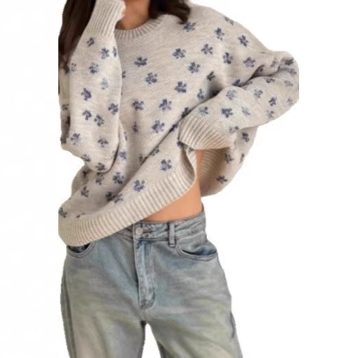 Ladies' Fashionable Sweater with Floral Patterns