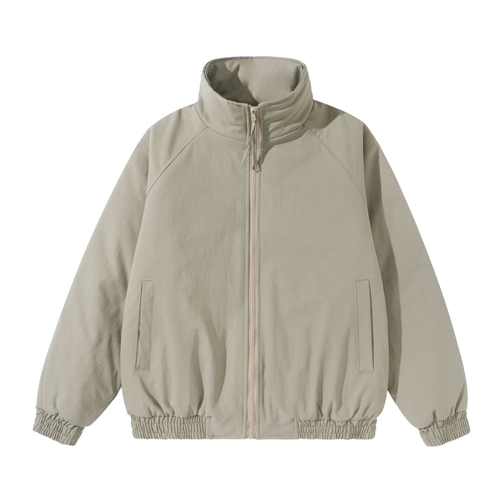 Unisex Short Cut Boxy Stand Collar Blouson with Elastic Hem and Concealed Side Pockets Mune Fashion