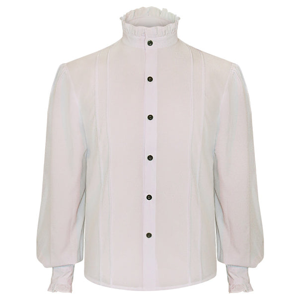 Women's elegant Victorian-inspired ruffled blouse with high gathered collar and balloon sleeves Mune Fashion