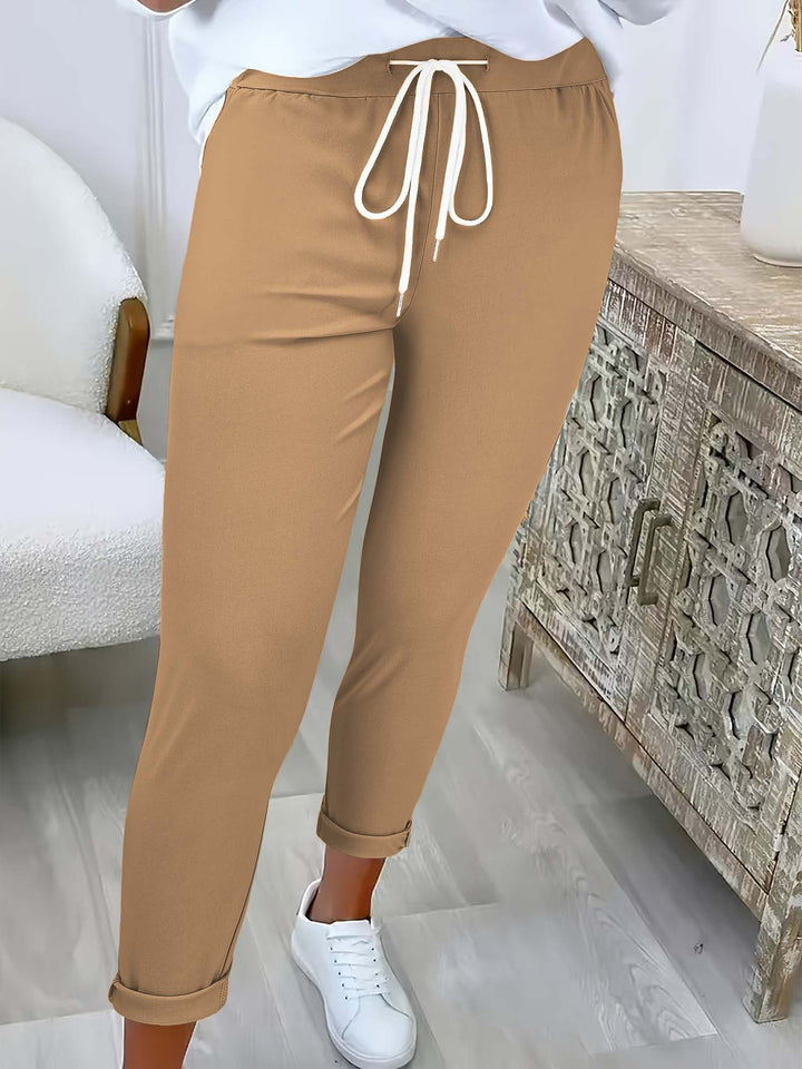 Women's Slim-Fit Jogging Pants with Drawstring and Cuff Mune Fashion