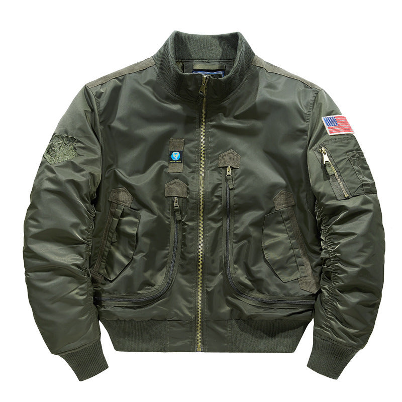 Men's military-style bomber jacket with multiple zip pockets and stand-up collar Mune Fashion