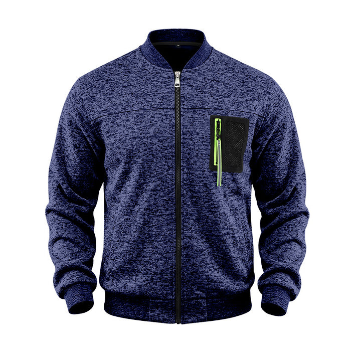 Men's mottled bomber jacket with zipper chest pocket and ribbed cuffs Mune Fashion