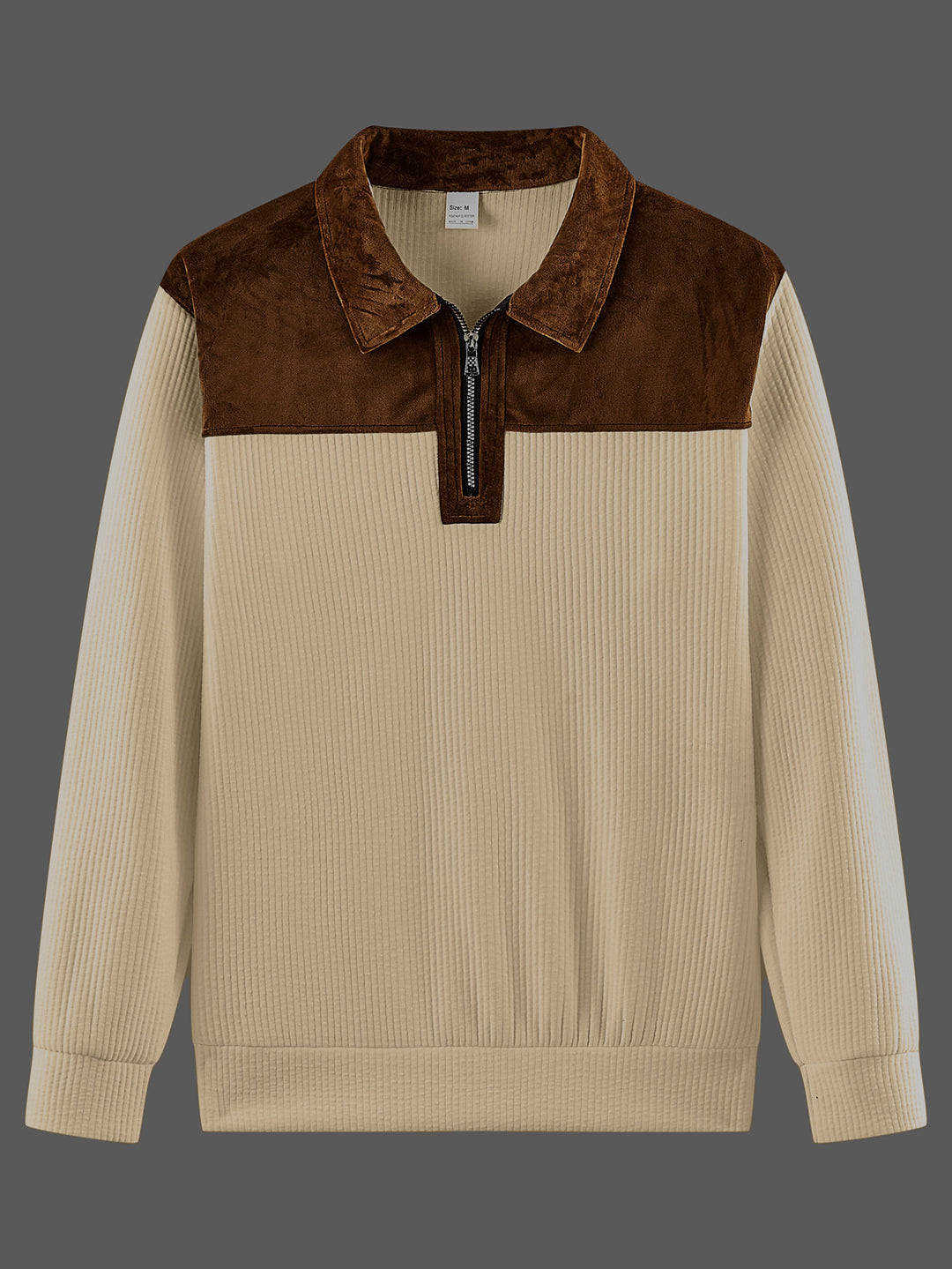 Unisex nan fine-structured knitted sweater with half zip collar and velvet trim Mune Fashion