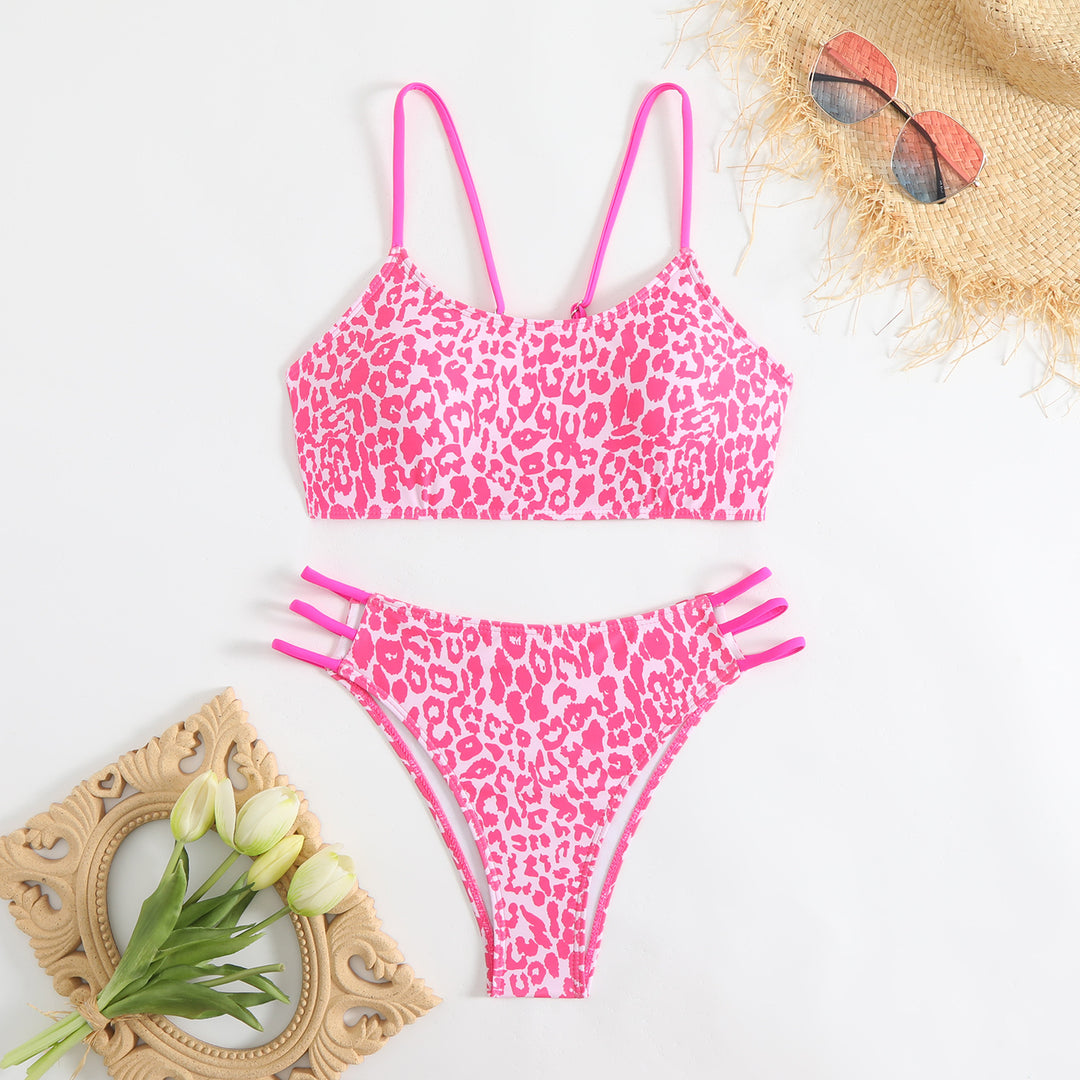 Women's bikini set with creative leopard pattern and adjustable straps Mune Fashion