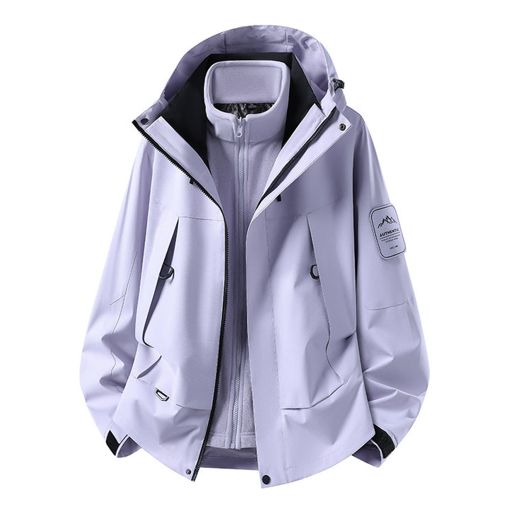 Unisex waterproof two-layer softshell rain jacket with removable fleece lining and hood Mune Fashion