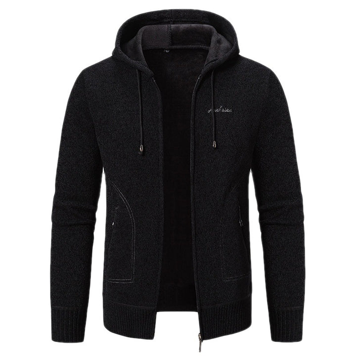 Men's knitted look zip jacket with teddy lining, hood, and concealed zip pockets Mune Fashion
