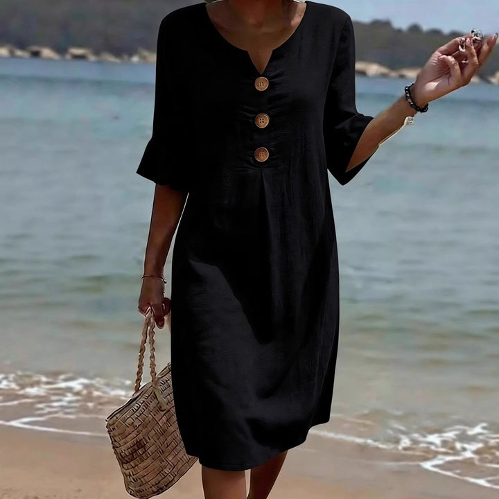 Women's Lightweight Summer Dress with Button Details Mune Fashion