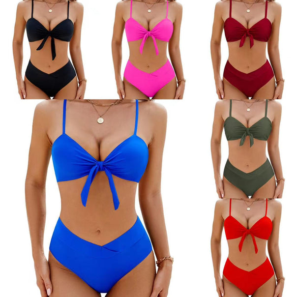 Women's High-Waisted Bikini with Knot-Free Top Mune Fashion