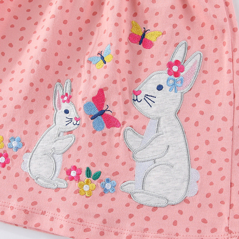 Girls long-sleeve dress with cute bunny and flower appliqués Mune Fashion