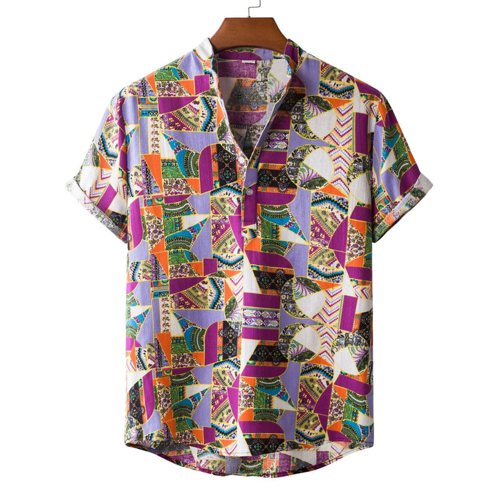 Men's short-sleeve shirt with striking patchwork pattern Mune Fashion
