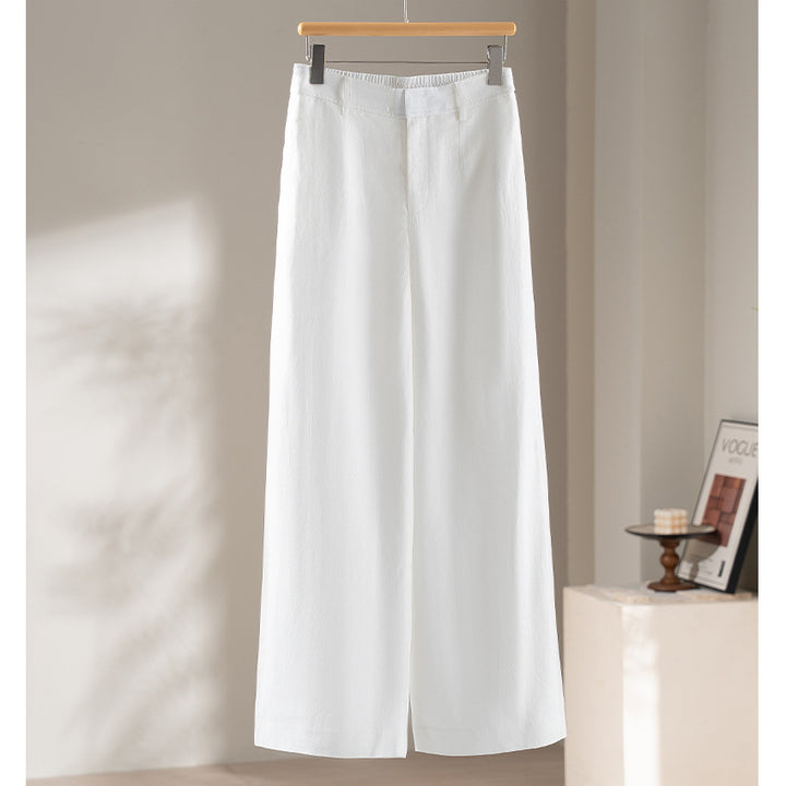 Women's Palazzo Pants made of light linen blend with high waist and crease Mune Fashion