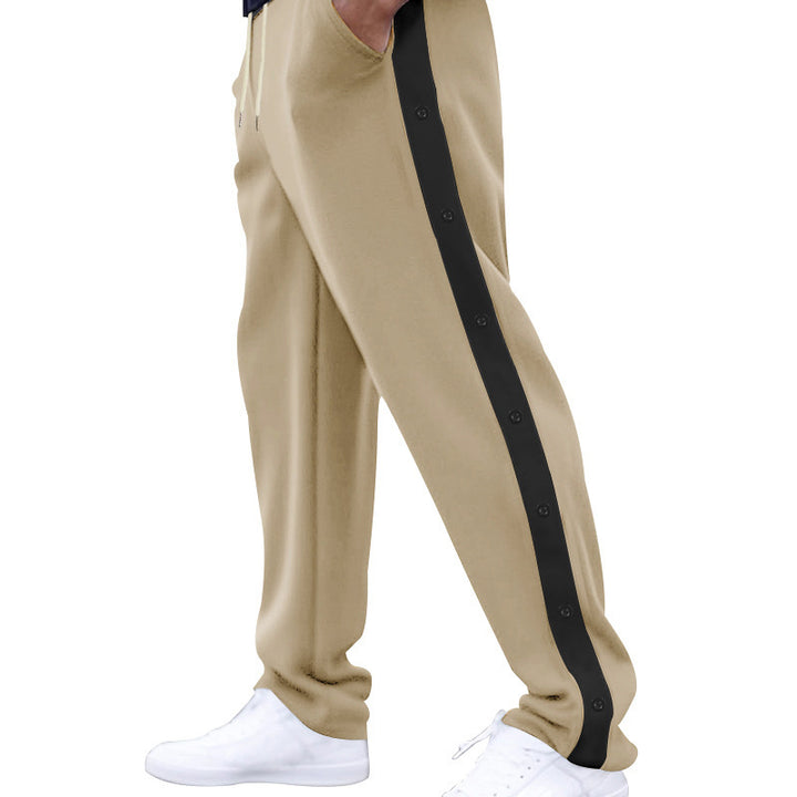 Men's relaxed fit joggers with snap button side stripe and elastic drawstring waistband Mune Fashion