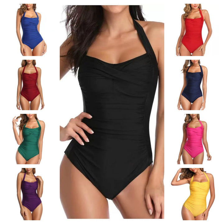 Women's One-piece Swimsuit with Fashionable Gather Mune Fashion