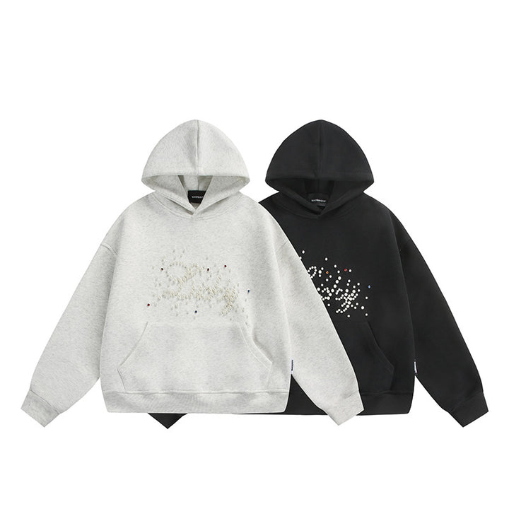 Unisex Oversize Hoodie with Pearl and Rhinestone Application Mune Fashion