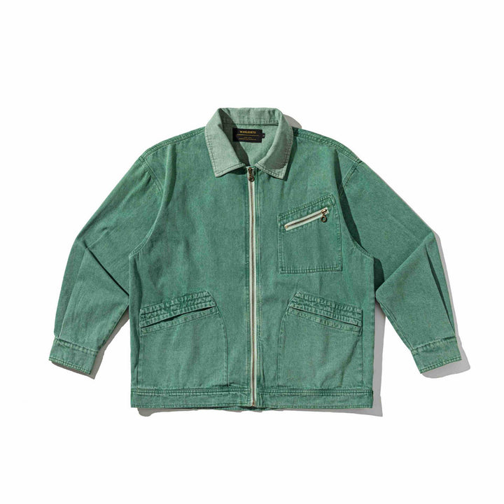 Men's Denim Workwear Blouson Jacket with Full Zip and Zip Chest Pocket Mune Fashion