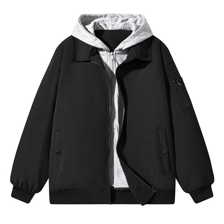 Men's two-layer bomber jacket with integrated hood inner layer, raglan sleeves & arm pocket Mune Fashion