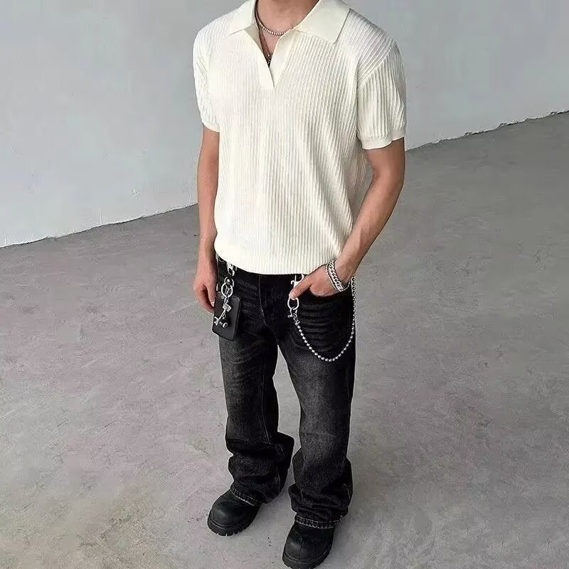 Men's Elegant Polo Shirt with Textured Design Mune Fashion