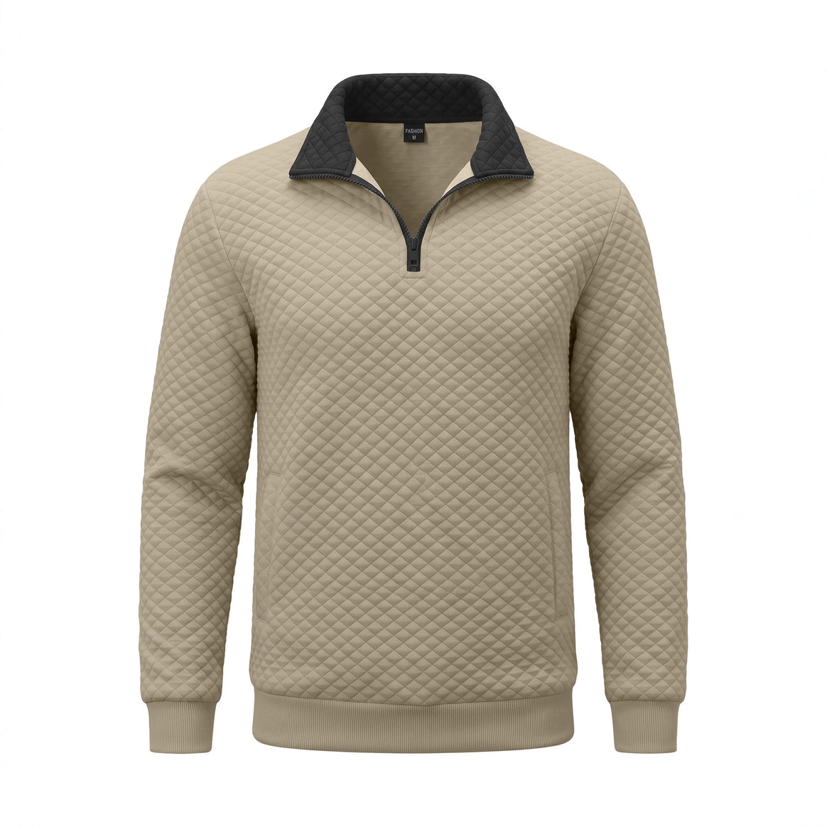 Men's quilted pullover with troyer collar and half zip Mune Fashion