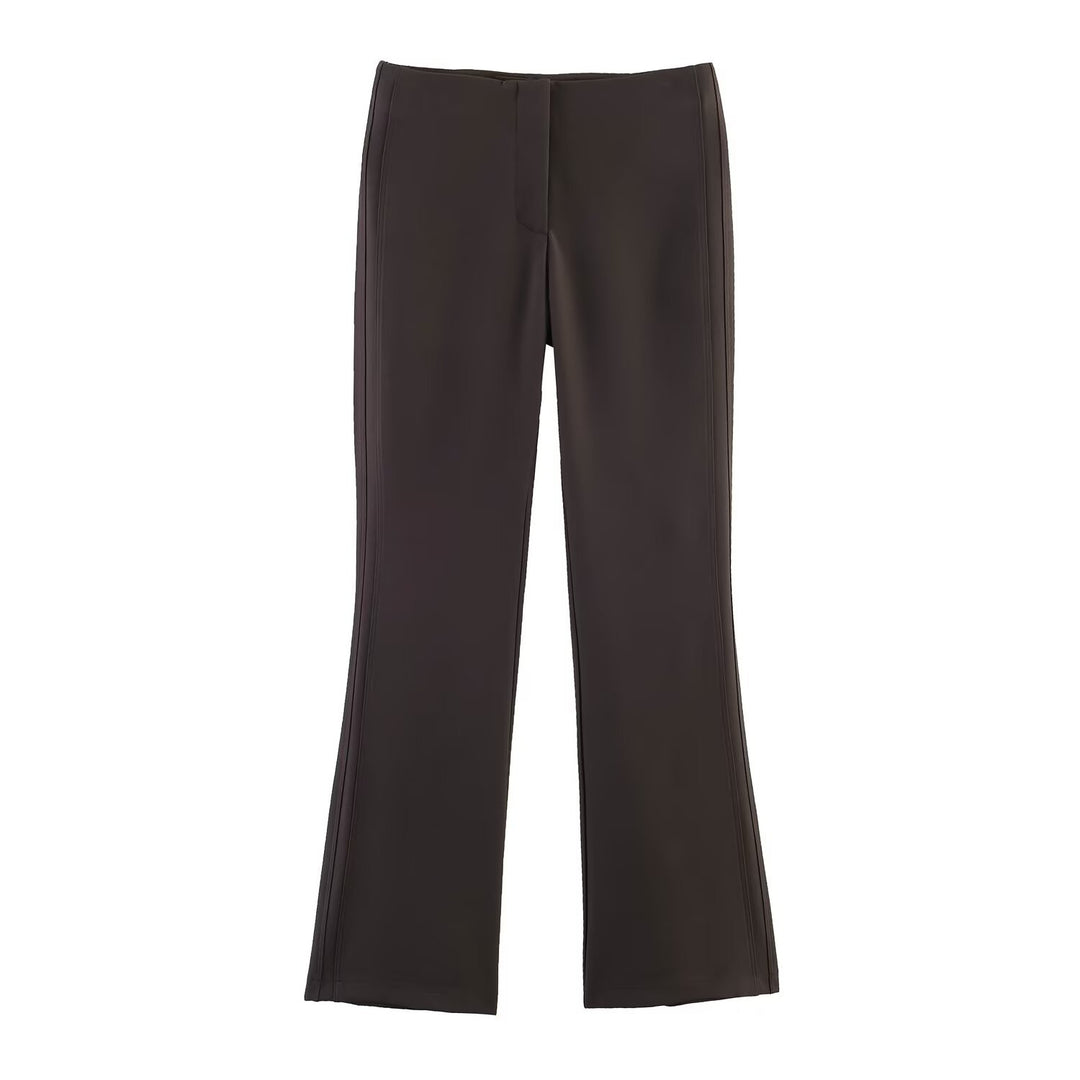 Women High-waisted Flared Trousers with Seam-Emphasized Sides and Stretch Mune Fashion
