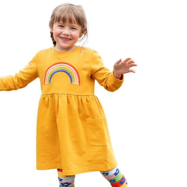 Girl's casual dress with rainbow embroidery Mune Fashion